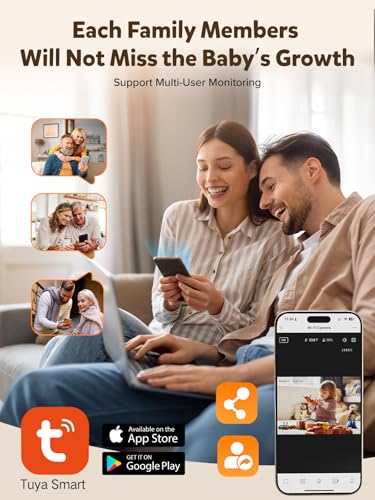 Image of iFamily Smartphone Baby Monitor with APP& 5 inch Split HD Monitor &2K Camera x2 | wifi baby monitor,Night Vision, 2-Way Talk, Motion Tracking&Alerts, Temp Sensor, Lullabies,Secure WiFi Lock