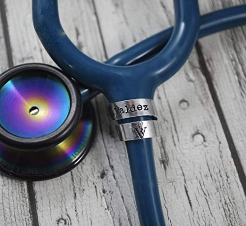 Hammered Texture Stethoscope ID Tag, Personalized Stethoscope Name Charm, Wrap Style Stethoscope Charm, Universal Fit Stethoscope ID Tag