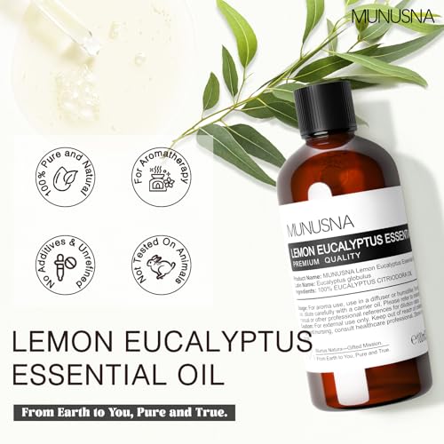 Image of Lemon Eucalyptus Essential Oil for Skin, Face, Massage, Diffuser | Pure and Natural, Lemon Eucalyptus Oil for Home Cleaning, Aromatherapy, DIY Soap and Candle Making, 100ml / 3.38 fl oz