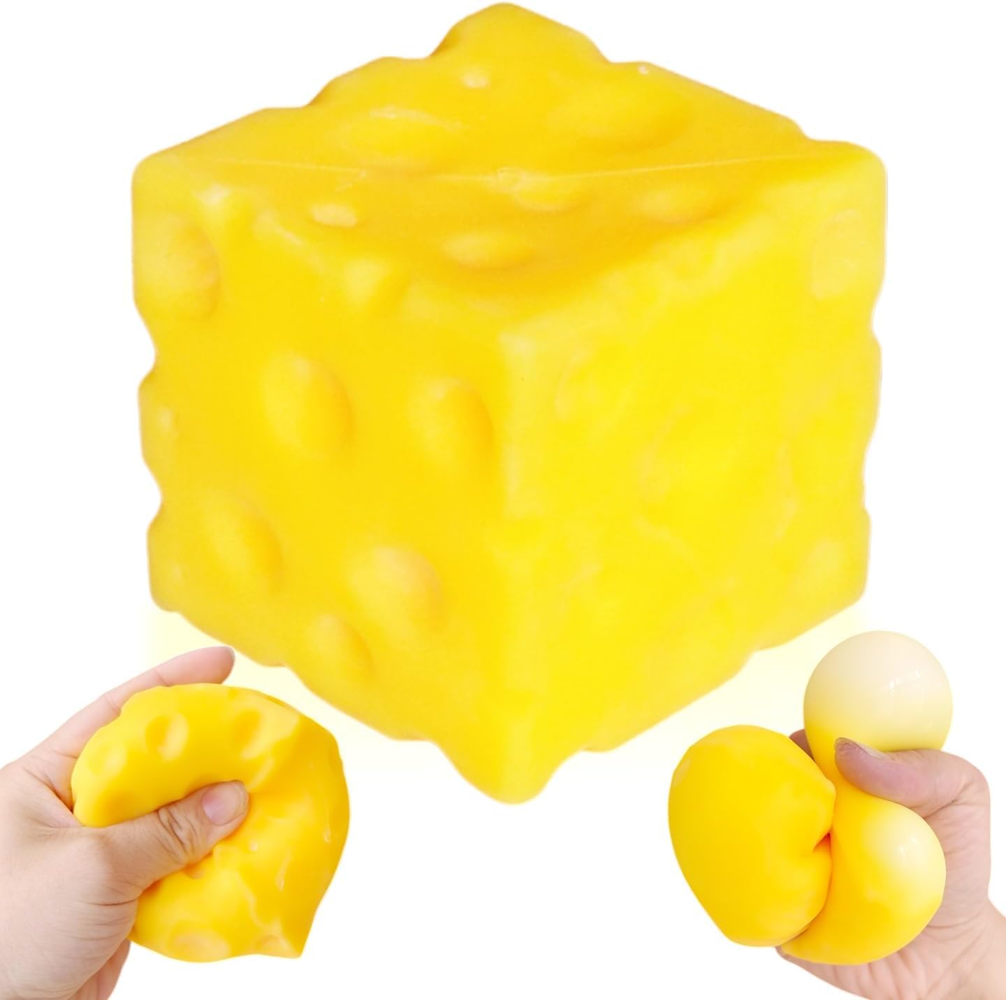 Cheese Squishy, Soft Cheese Squishy Stress Relief Block,Cheese Squeeze Stress Toy, Anxiety Relief Calming Fidget Cheese Squishy Toy
