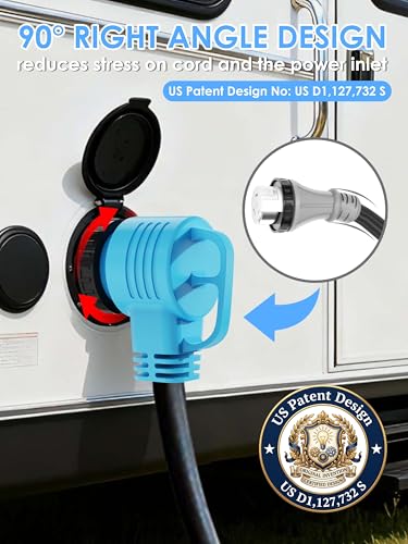 50 Amp 50ft RV Generator Power Cord 14-50P SS2-50R 90° Angle UL Listed Blue