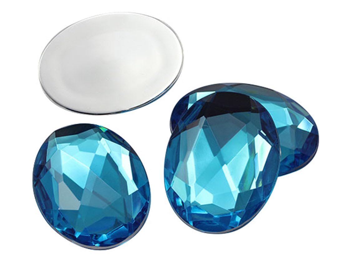 Allstarco 25x18mm (1x23/32) Blue Aqua Oval Acrylic Gems, 20 PCS