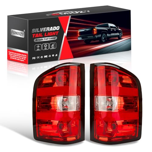 FOMIUZY Tail Lights Fit Chevy Silverado 1500 2007 2008 2009 2010 2011 2012 2013 Chevrolet 2500 3500 HD 2500HD 3500HD Rear Brake Taillight Assembly Back Lamp Lens Cover Left Driver Right Passenger Side