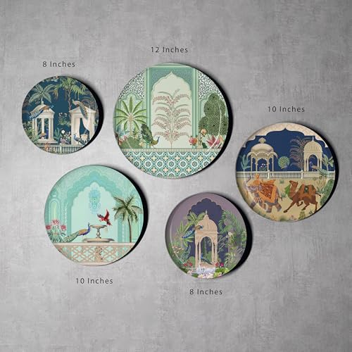 Image of Eternal Blues Wall Plates- Elegant Metal Wall Decor Set for Living Room, Bedroom & Office | Decorative Wall Art & Home Decor Gift Items | Unique Gifts Ideas for Men & Women | Set of 5