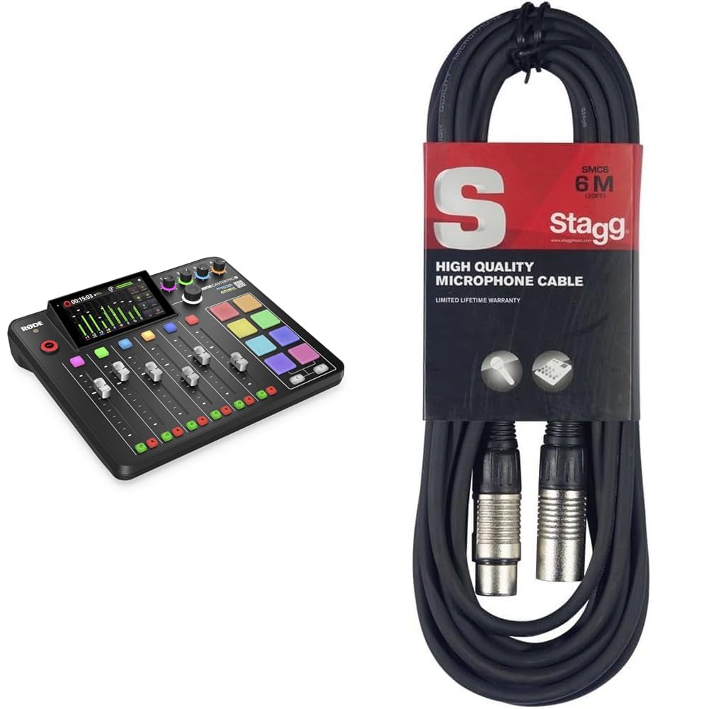 RØDE RØDECaster Pro II Soluzione di produzione all-in-one RØDE RØDECaster Pro II per i podcast & Stagg Cavo da microfono a mixer SMC6 da 6 metri XLR (m) -XLR (f), nero