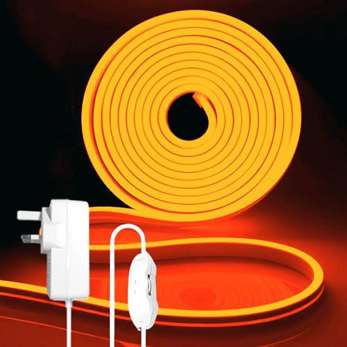 iNextStation Orange LED Strip Light, 5M Neon Rope Lights with Plug