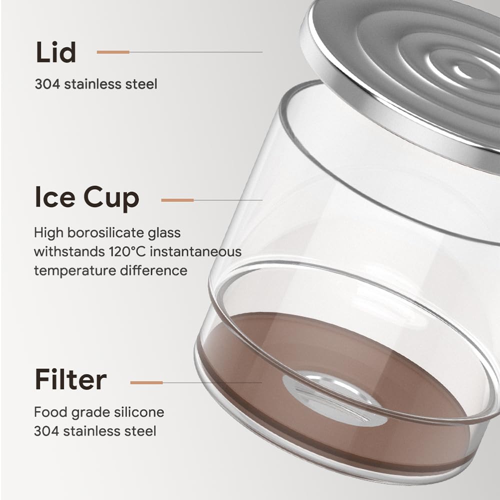 Buachois 10.15 oz Cafetero de cerveza fría, fabricante de cerveceros de café con goteo para el té y extracción de café vidrio de borosilicato con cuchara de cepillo de limpieza para viajes