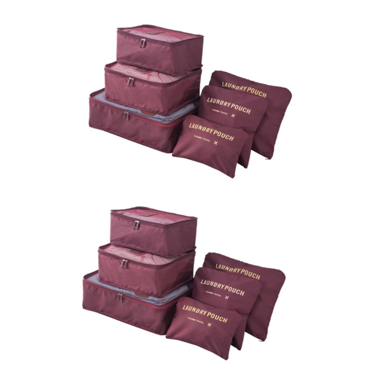 12pezzi Sacchetti Da Viaggio Organizzatori Di Luggage Di Cubi Salvaspazio Impermeabili e Resistenti Rosso Vino Con Sacchetto Per Biancheria Per Viaggi Di Famiglia