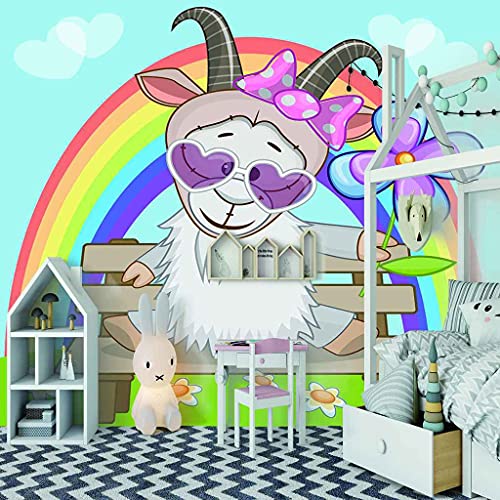 Papier peint panoramique 3D mouton 250x175 cm en toile auto-adhésive