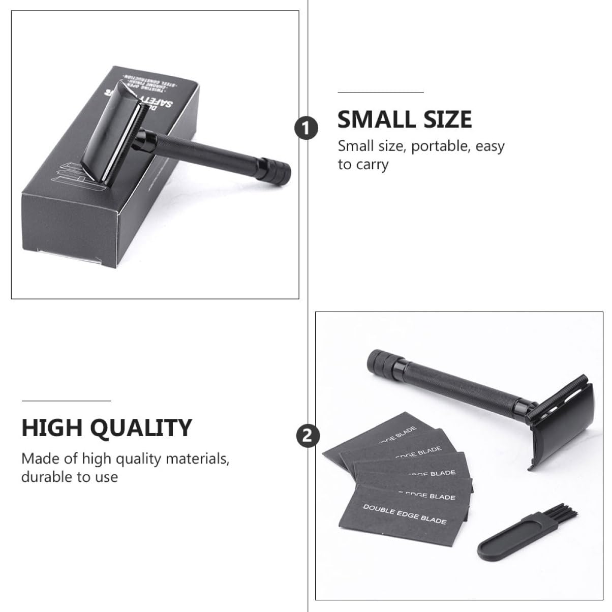 FRCOLOR 3sets Rasoio Manuale Di Sicurezza Con Manico Ergonomico Per Barba Da Viaggio Compatto Con Lamette e Pennello Per Uso Domestico e Hotel