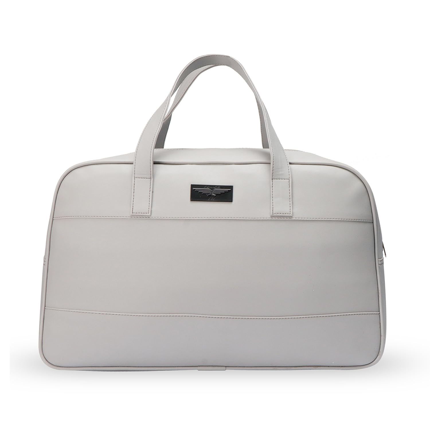 Light Grey Leather Soft Duffle Bag for Men and Women(Unisex) 1 Main Compartment||1 Front Zip Pocket-image-42