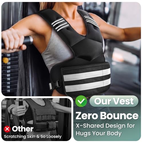 Image of Adjustable Weighted Vest for Women and Men, 4-11lb /11-18lb /20-32lb Vest | Removable Weight Vest with 6 Weights, Storage Phone Pocket, Reflective Stripes, for Walking, Running and Strength Training