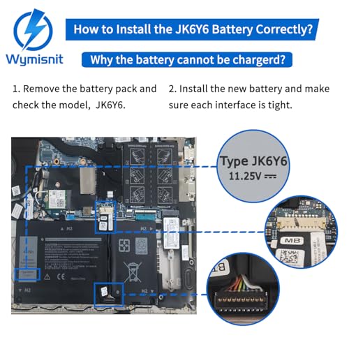 Image of 40Wh Type JK6Y6 Battery for Dell Inspiron 14 5000 5300 5301 5401 5402 5408 5409 5501 5508 5509 5400 5406 7405 7300 7306 7500 7506 2-in-1 Silver Series P102F Latitude 3410 3510 Vostro 5301 5401 5501