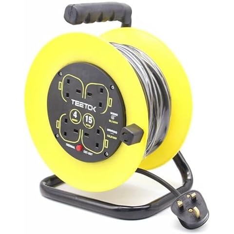 WAKKAPEINT 15m 4 Socket Extension Cable Reel Cover