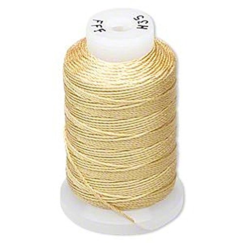 Simply Silk Beading Thick Thread Cord Size FFF (0.016 Inch 0.42mm) Spool 92 Yards Compatible with Kumihimo Super Lon (Gold)