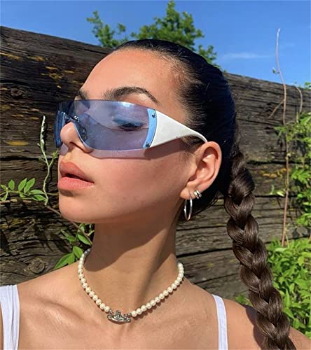 GIFIORE Y2K Sunglasses with Rhinestone,Trendy Rimless Wrap Around Sun Glasses Shades2