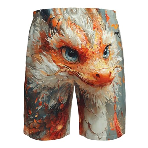 Men's Swim Trunks Beach Board Shorts Swimwear Bathing Suits - Golden Chinese Dragon Funny4