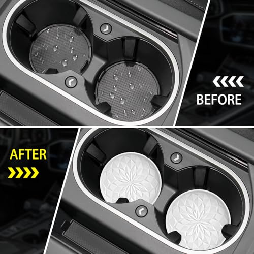 Image of ME.FAN Car Coasters for Cup Holders [4 Pack] - 2.75In Silicone Auto Mug Mats - Universal Non-Slip Recessed Car Interior AccessoriesWhite
