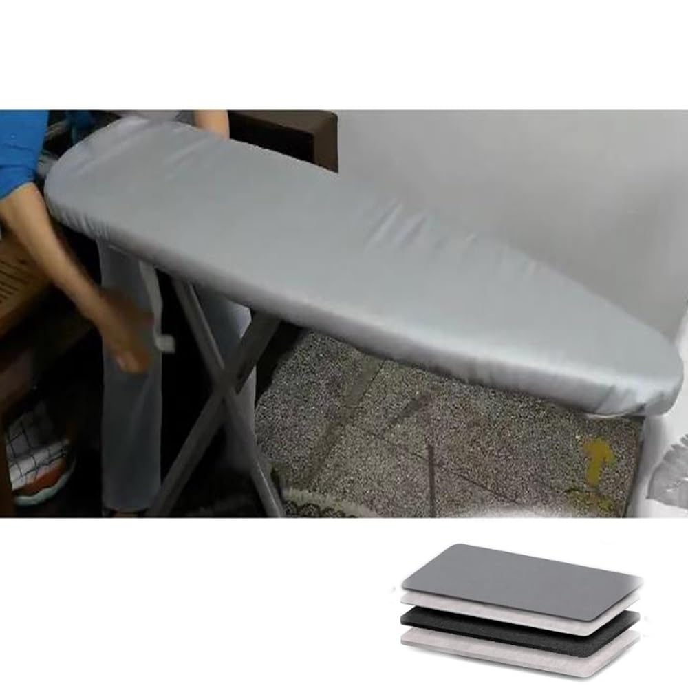 Funda para tabla de planchar de algodón extragruesa, borde elástico que se adapta a tablas de 140 x 40 cm y resistente al calor para un planchado eficiente