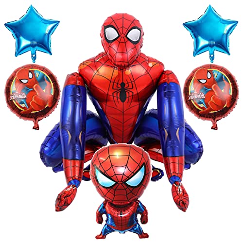 Balões de Homem-Aranha decoração de aniversário balões de papel de alumínio decorações de festa de super-herói Vingadores para festa de aniversário de crianças festa temática 55 cm x 63 cm com balões