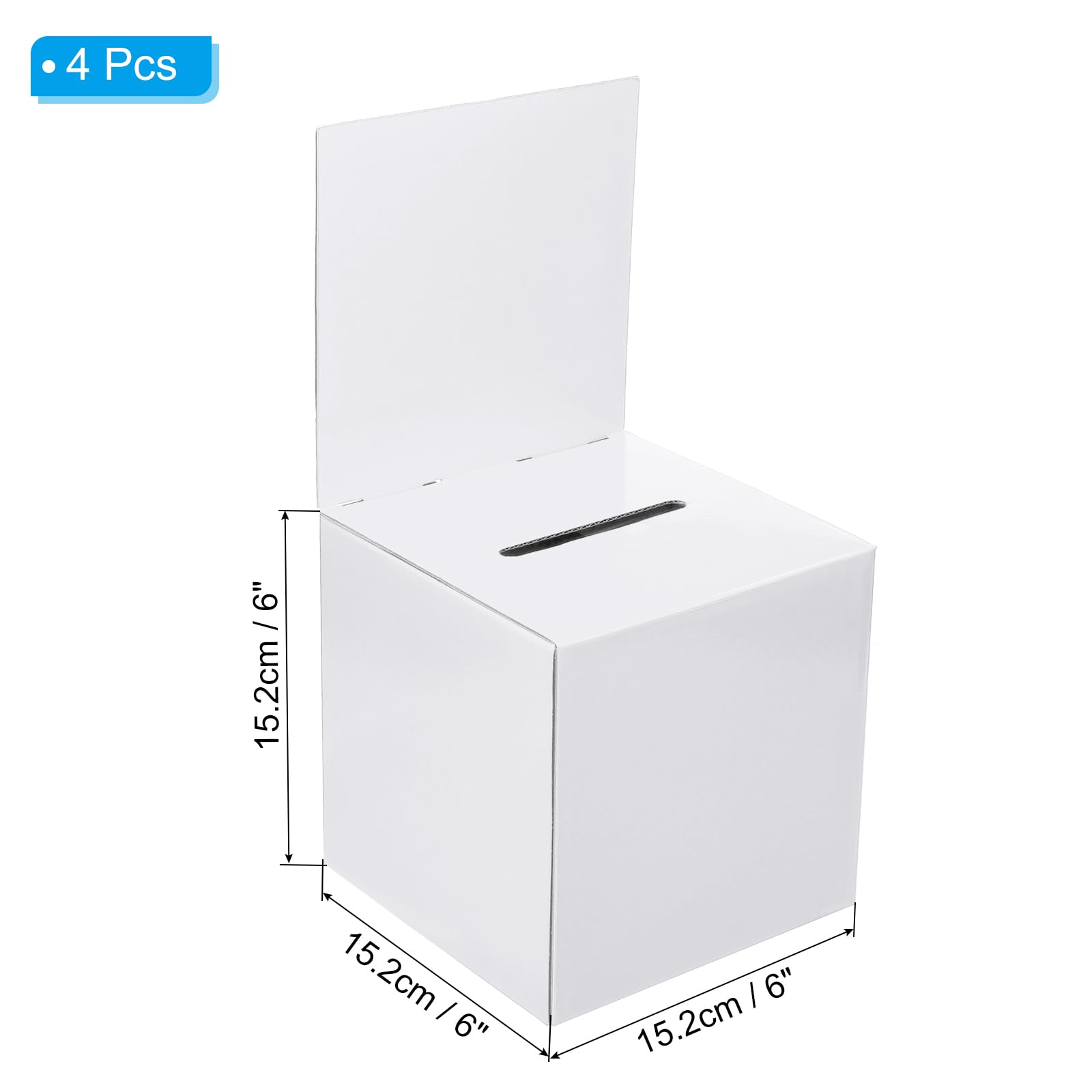 PATIKIL Cardboard Suggestion Box, 4 Pcs 6"x6"x6" Ballot Box with Removable Header Board Raffle Box for Suggestion Collection - Image 2