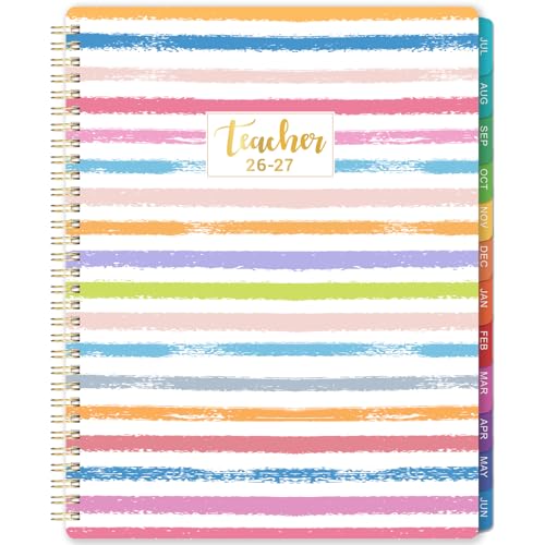 2026-2027 Teacher Planner - July 2026 - June 2027 Lesson Planner 2026-2027 8.5 x 11 Spiral Bound Colorful Monthly Tabs - The Ultimate Organization Tool for Teachers