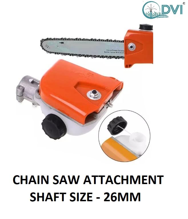 Image of DVI CHAINSAW ATTACHMENT FOR ANY BRUSH CUTTER /GRASS CUTTER(2 STROKE /4 STROKE) 9 TEETH SPILINE USED FOR HAND CHAIN SAW, TREE FELLING, PRUNING, TREE BRANCHES (FOR 26MM 9 SPILINE TEETH BRUSH CUTTER SHAFT)