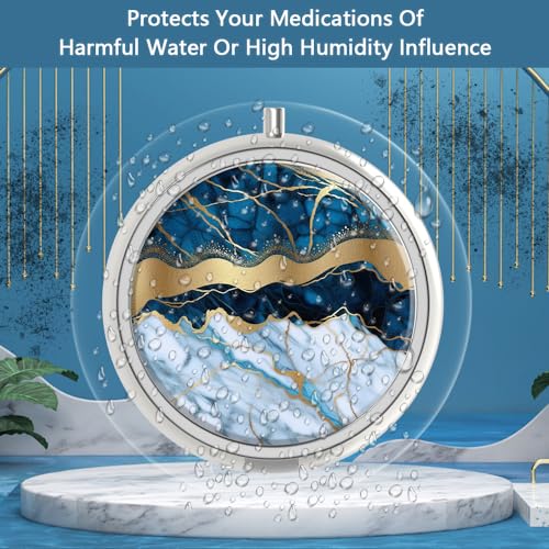 Image of Pill Box 3 Compartment Small Pill Case,Portable for Pocket or Purse Pill Organizer Pill Container Holder to Hold Vitamins, Medication, Fish Oil and Supplements(Almond Blossom)