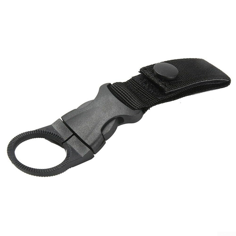 Compact Bottle Holding Clip Made of Toughened Nylon Webbing with Hook Buckle for Fit on Belts Packs and Outdoor Kits (Black)