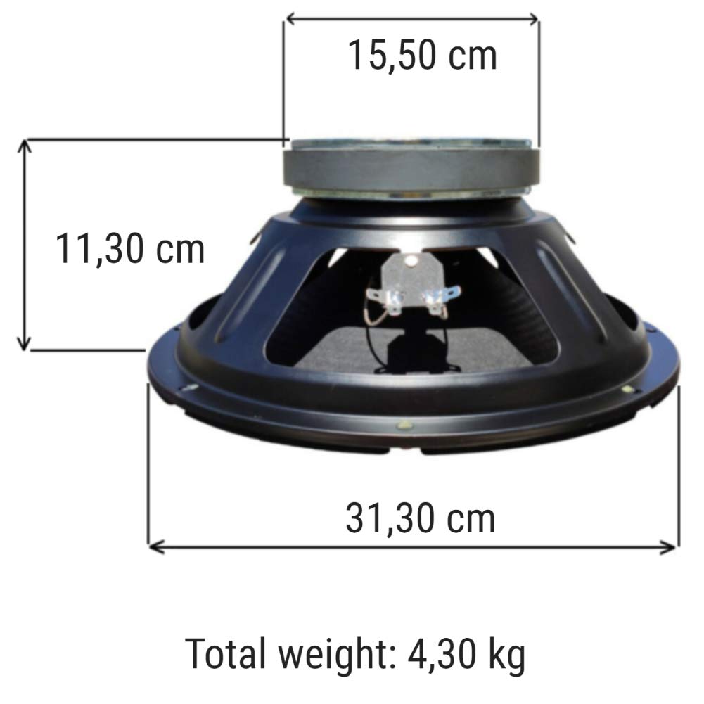 1 WOOFER MASTER AUDIO PA12/4 Lautsprecher 30,00 cm 300 mm 12" mit 440 watt rms und 880 watt max mit impedanz 4 ohm empfindlichkeit 95 db, 1 stück