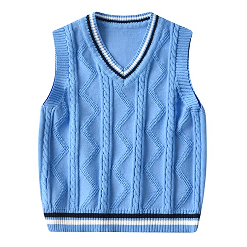 Kids V-Neck Sleeveless Sweater Vest 100% Cotton Baby Boys Girls Waistcoat Knit Sweater Vest for Spring Autumn Winter