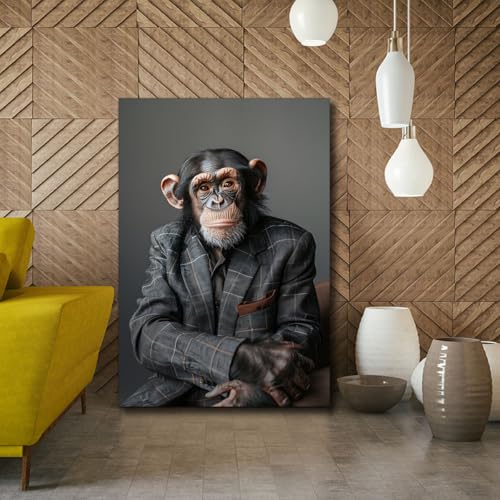 Tableau Singe Gentleman Prêt à Accrocher | Solution déco murale salon rapide