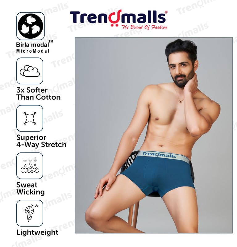 Image of TRENDMALLS Men's Birla Micromodal Regular Fit Solid Men Underwear Trunks with No Marks Waistband