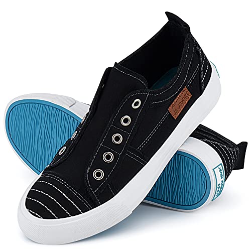 JENN ARDOR Womens Slip On Fashion Sneakers No Laces Comfortable Casual Low Canvas Sneakers Flats Walking Shoes2