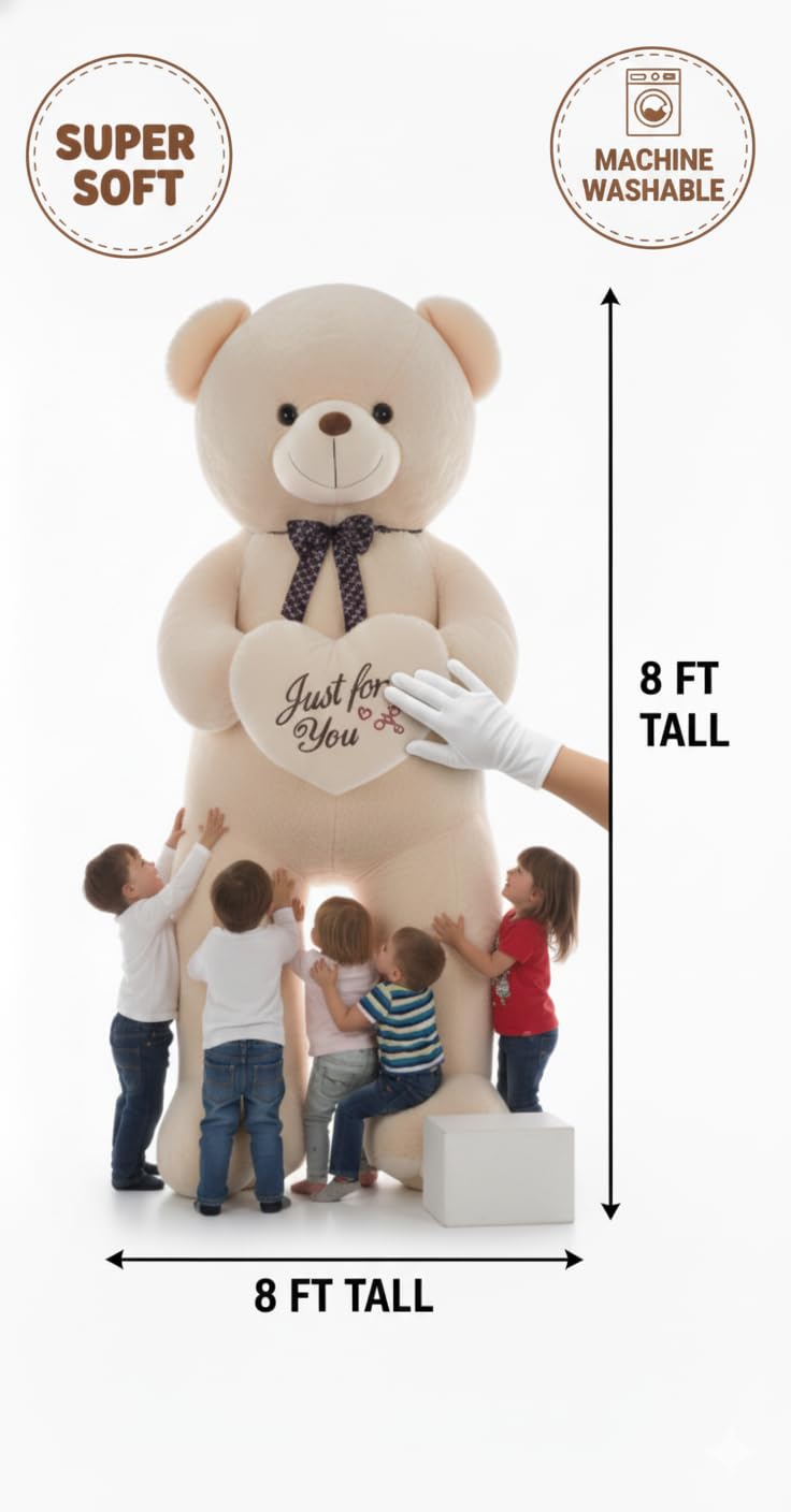 Pampam Toys Giant Teddy Bear, 8 Feet Long, Plush Stuffed Animal 4