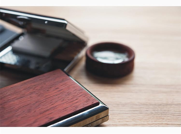 Blocking Double Sided King Cigarette Case Holder & Credit Card RFID Protective Security Wallet, Wood Color Cigarette Case for King and Regualr Size （ Red Flower Pears 20 Pack）