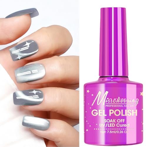 Esmalte de uñas cat eye gel plateado 0.26 Fl Oz miniatura 1