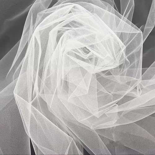 LIULINY 4 x 1,6 m Tulle Blanc, Respirant Tissu Voile Blanc, DIY Tül Dekorasyon Translucide, Filet en Rouleau, pour Emballage Cadeau, Fleurs, Couture, Loisirs...