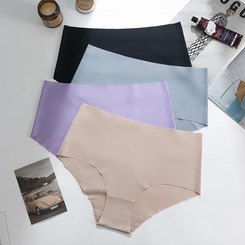 4 Pack Womens Underwear Full Coverage No Show High Waisted Seamless Ladies Panties2