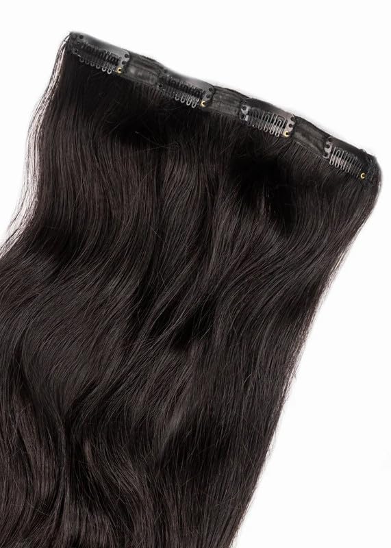 Happy Heads Classic 1 Set Volumizer | Hair extension clips for women | Jet Black | 14 Inches | Coloured hair extensions strips for Women & Girls | 100% Human Hair for Hairstyling