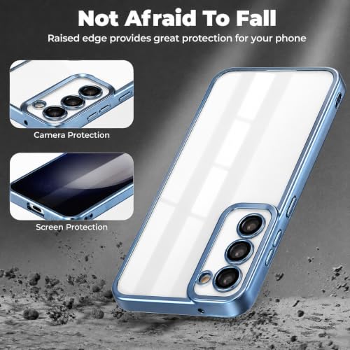 Image of VONZEE Clear Logo Electroplating Transparent Case for Samsung A55 5G, Magnetic Plating Electroplate TPU Cover, Individual Camera Protection for Each Lens - Sierra Blue