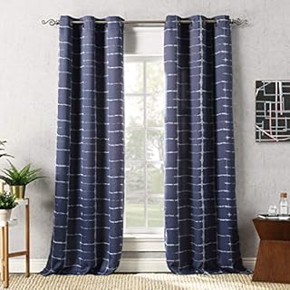 Sun Zero Saki Shibori Print Blackout Grommet Curtain Panel, 40" X 95", Navy