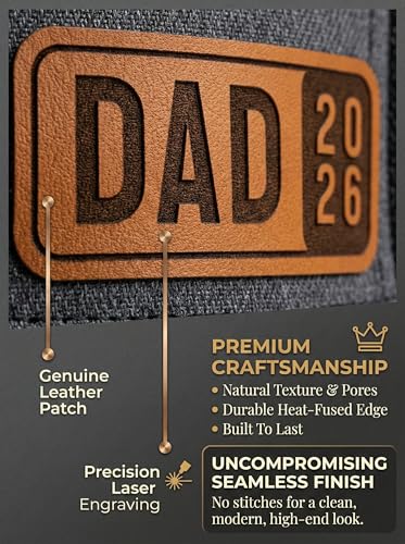 Image of Dad Est 2026 2027 Hat for Men New Dad Gifts Customization Leather Patch Trucker Hat