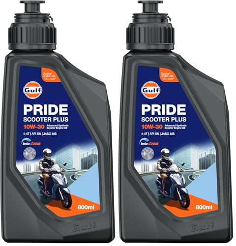 Image of GULF Pride Scooter SAE 10W-30 - Superior Performance 4-Stroke Engine Oil for Scooters [800 ML] - Pack of 2