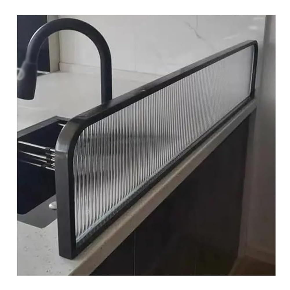 KLGFBDC Black Privacy Screen Panel - 11.8" Translucent Glass Divider with Stainless Steel Frame, Perfect for Workstations, Offices & Restaurants - Elegant Workspace Partition for Enhanced Privacy