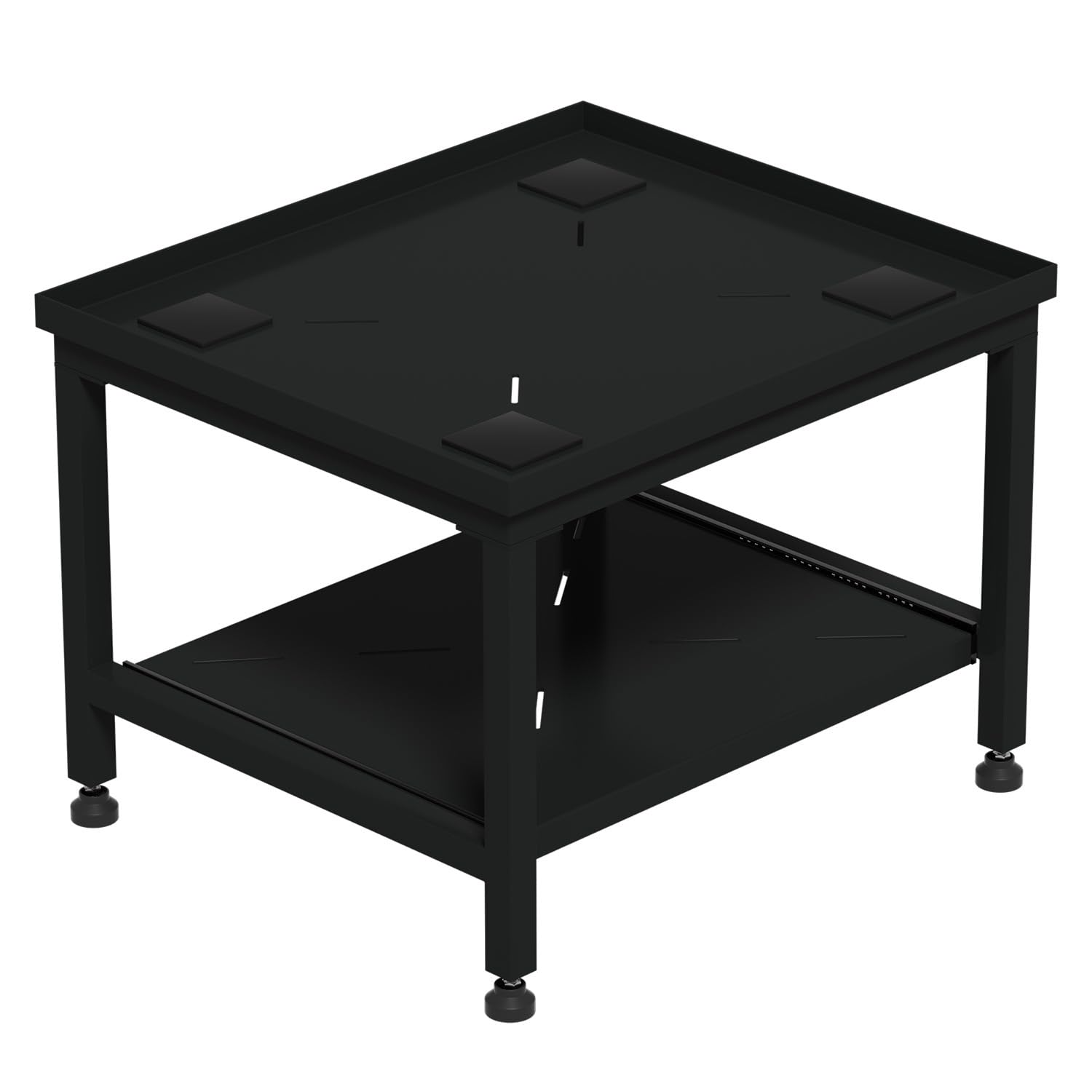 Soporte para lavadora de 45,5 cm, 200 kg, color negro | Marco de acero con almohadillas antivibración, pies ajustables y superficie de almacenamiento