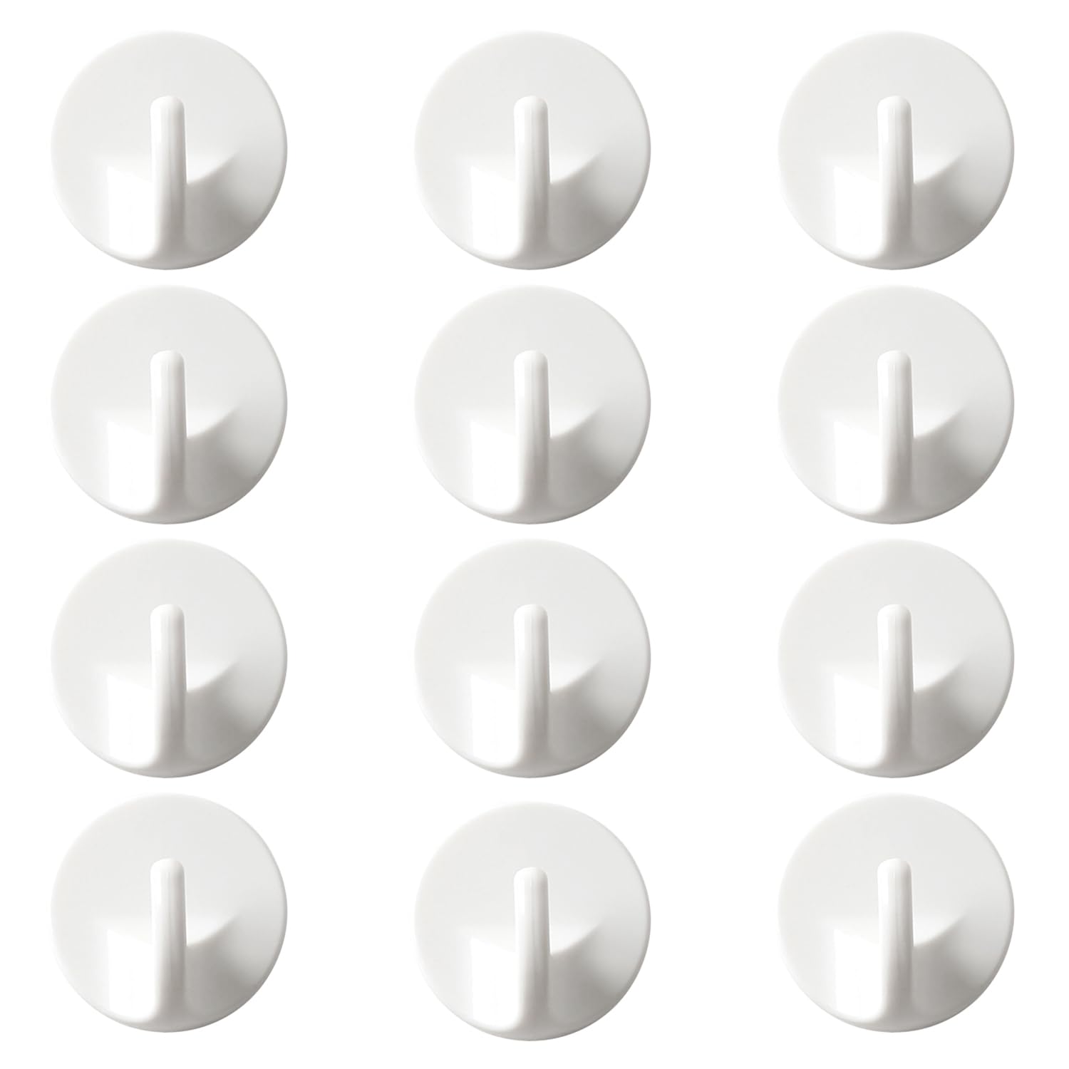 OAAO 12 White Plastic Adhesive Hooks, Detachable Wall Hooks, Self-Adhesive Hooks, No-Punch Storage Hooks, Suitable for Hanging Hats, Scarves and Other Items.