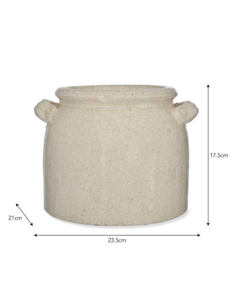 Garden Trading PLCE05 doniczka Ravello z uchwytami, ceramiczna, biała
