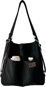 NOTAG Casual Backpack Purse for Women Shoulder Bag Waterproof Nylon Tote Multi-Pockets Handbag 2-in-1 Backpack Travel Work Black