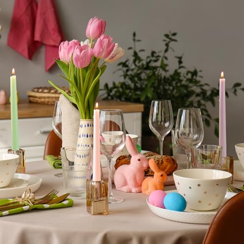 Image of Conelist 6 Pcs Pastel Taper Candles, 10 Inch Unscented Candlesticks | Smokeless Slow Burn, Table Centerpieces, Handmade Taper Candle Sticks, Wedding Birthday Party, Home Dining Decor